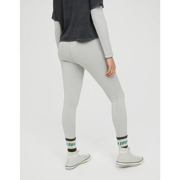 Aerie Offline Big Chill Seamless Cable Leggings Small High Waisted Stone Gray - Picture 2 of 10
